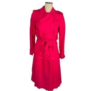 TRF_Outerwear by ZARA Womens M Lightweight Trench Coat Belt Fuchsia Pink Lyocell